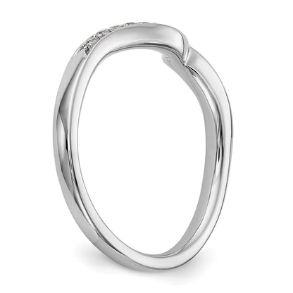 14K White Gold Real Diamond Contoured Wedding Band