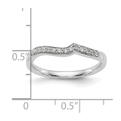 14K White Gold Real Diamond Contoured Wedding Band
