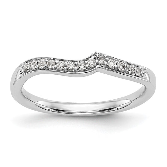 14K White Gold Real Diamond Contoured Wedding Band