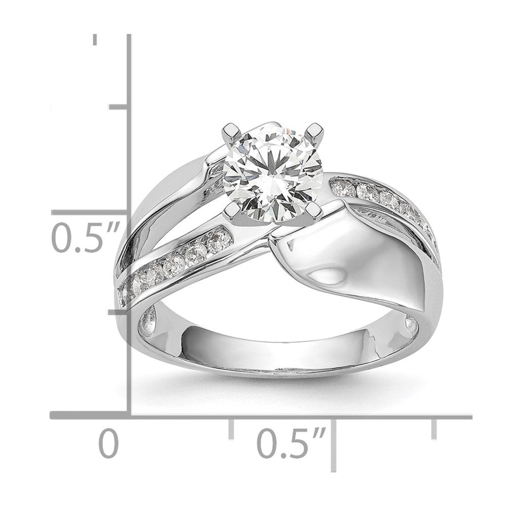 0.20ct. CZ Solid Real 14k White Gold By-Pass Engagement Ring