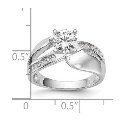 0.20ct. CZ Solid Real 14k White Gold Peg Set By-Pass Engagement Ring