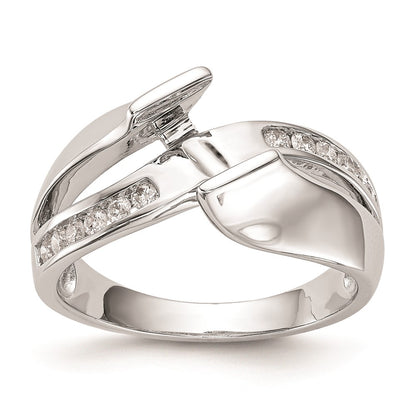 0.20ct. CZ Solid Real 14k White Gold Peg Set By-Pass Engagement Ring