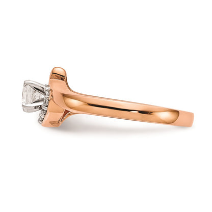 0.06ct. CZ Solid Real 14k Rose Gold Peg Set By-Pass Engagement Ring