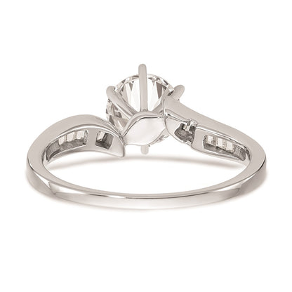 0.13ct. CZ Solid Real 14k White Gold Peg Set By-Pass Engagement Ring