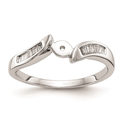 0.13ct. CZ Solid Real 14k White Gold Peg Set By-Pass Engagement Ring