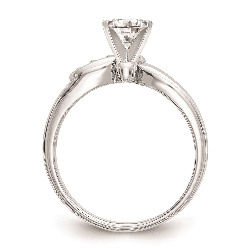 0.06ct. CZ Solid Real 14k White Gold Peg Set By-Pass Engagement Ring