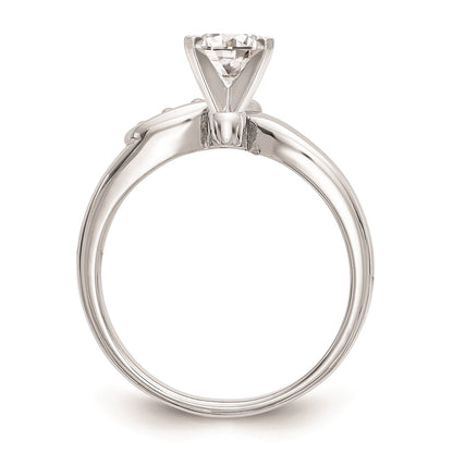 0.06ct. CZ Solid Real 14k White Gold Peg Set By-Pass Engagement Ring