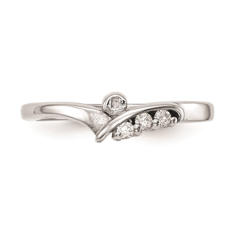 0.06ct. CZ Solid Real 14k White Gold Peg Set By-Pass Engagement Ring