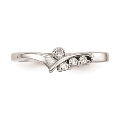 0.06ct. CZ Solid Real 14k White Gold Peg Set By-Pass Engagement Ring