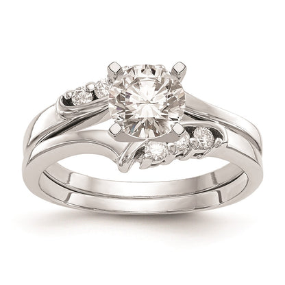 0.06ct. CZ Solid Real 14k White Gold Peg Set By-Pass Engagement Ring