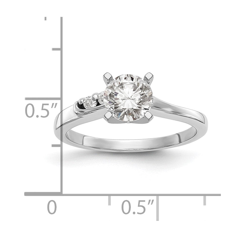 0.06ct. CZ Solid Real 14k White Gold Peg Set By-Pass Engagement Ring