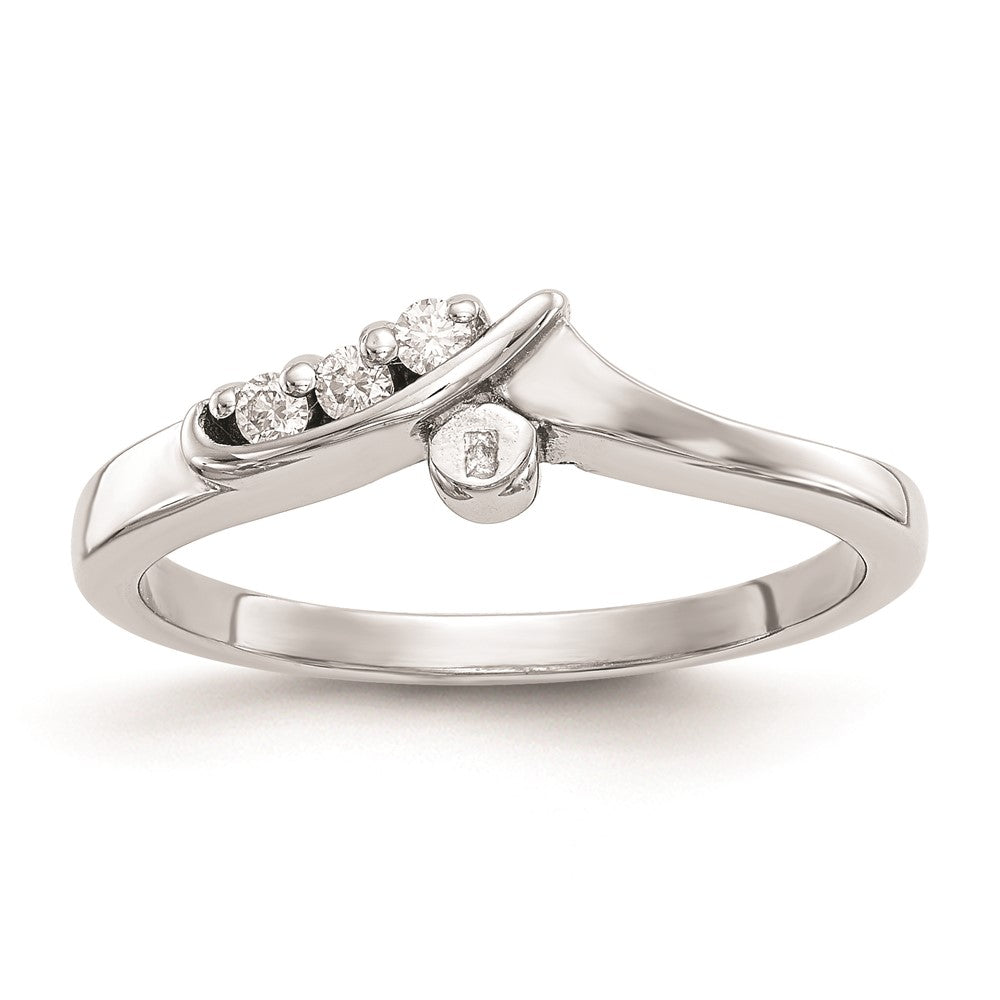 0.06ct. CZ Solid Real 14k White Gold Peg Set By-Pass Engagement Ring
