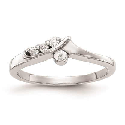 0.06ct. CZ Solid Real 14k White Gold Peg Set By-Pass Engagement Ring