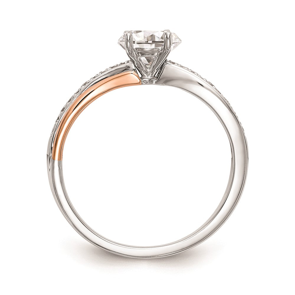 0.10ct. CZ Solid Real 14k Two-tone Peg Set By-Pass Engagement Ring