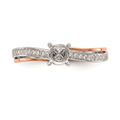 0.10ct. CZ Solid Real 14k Two-tone Peg Set By-Pass Engagement Ring