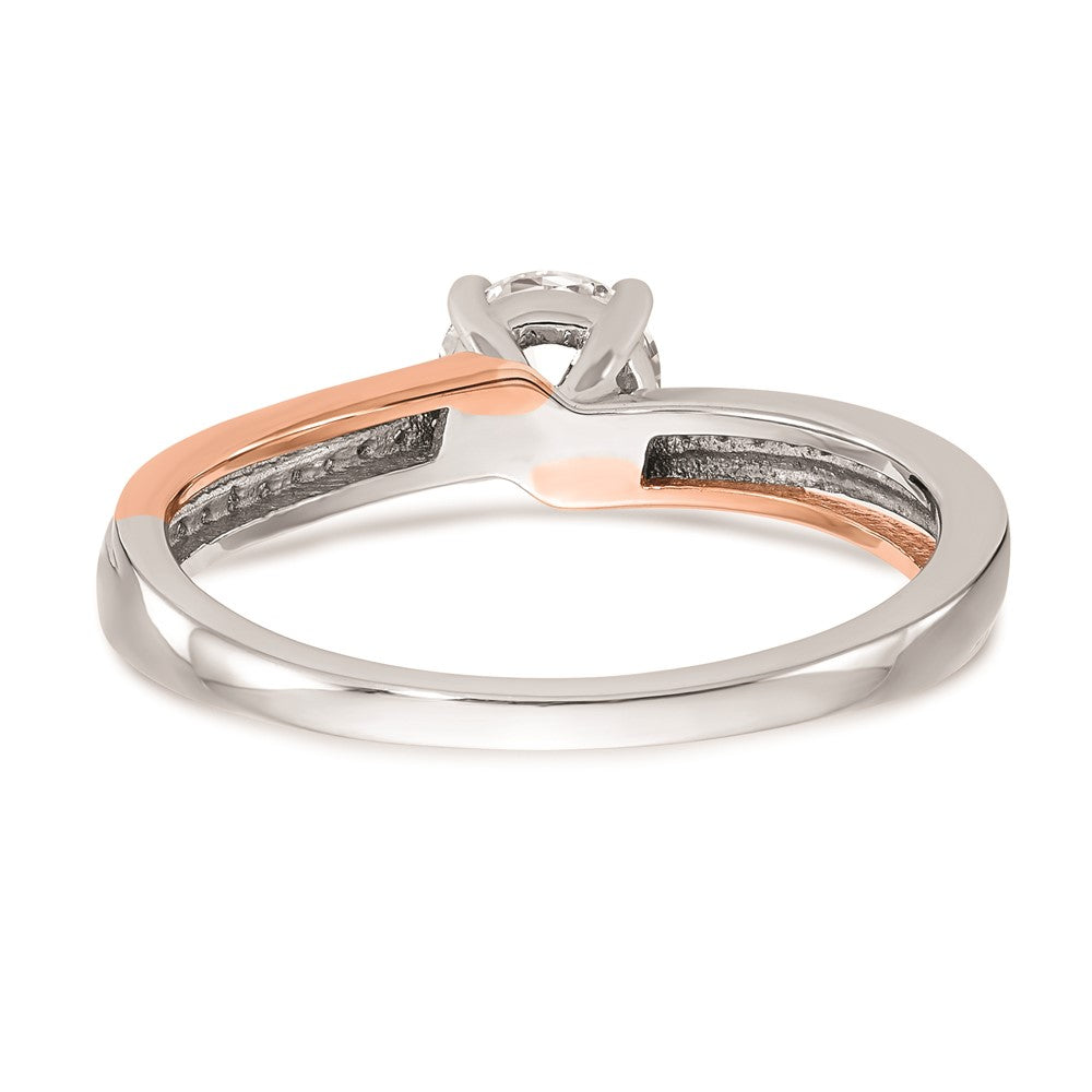 0.10ct. CZ Solid Real 14k Two-tone Peg Set By-Pass Engagement Ring