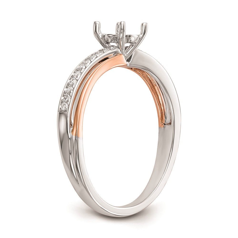 0.10ct. CZ Solid Real 14k Two-tone Peg Set By-Pass Engagement Ring