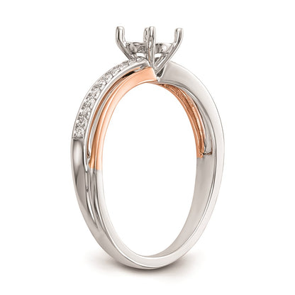 0.10ct. CZ Solid Real 14k Two-tone Peg Set By-Pass Engagement Ring