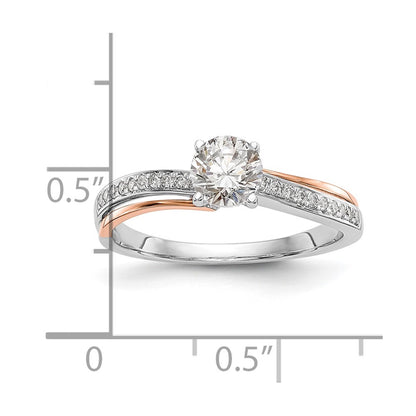 0.10ct. CZ Solid Real 14k Two-tone Peg Set By-Pass Engagement Ring