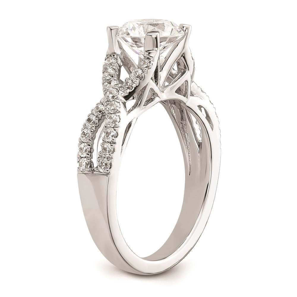 1.50ct. CZ Solid Real 14k White Gold Round Criss-Cross Engagement Ring