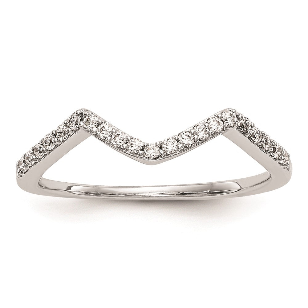 0.17ct. CZ Solid Real 14k White Gold Round Wedding Wedding Band Ring