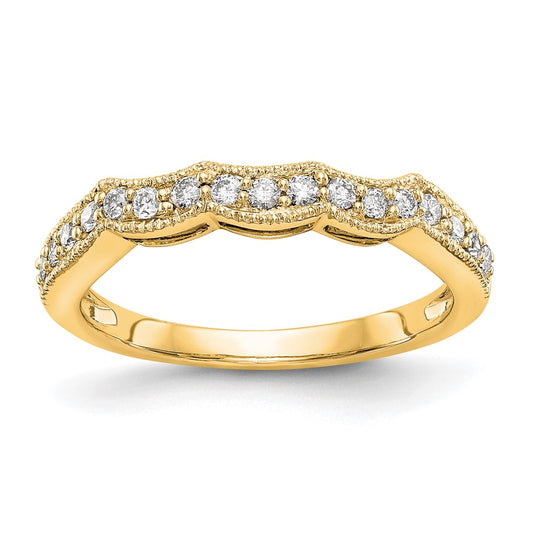 14k Yellow Gold Real Diamond Wedding Band