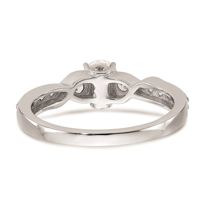 0.40ct. CZ Solid Real 14k White Gold Peg Set Criss-Cross Engagement Ring