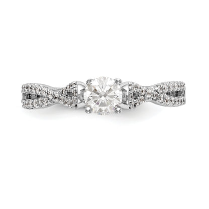 0.24ct. CZ Solid Real 14k White Gold Peg Set Criss-Cross Engagement Ring