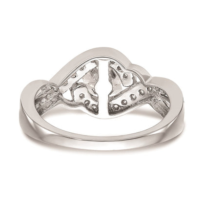 0.33ct. CZ Solid Real 14k White Gold Peg Set Criss-Cross Engagement Ring