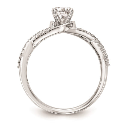 0.15ct. CZ Solid Real 14k White Gold Peg Set Criss-Cross Engagement Ring