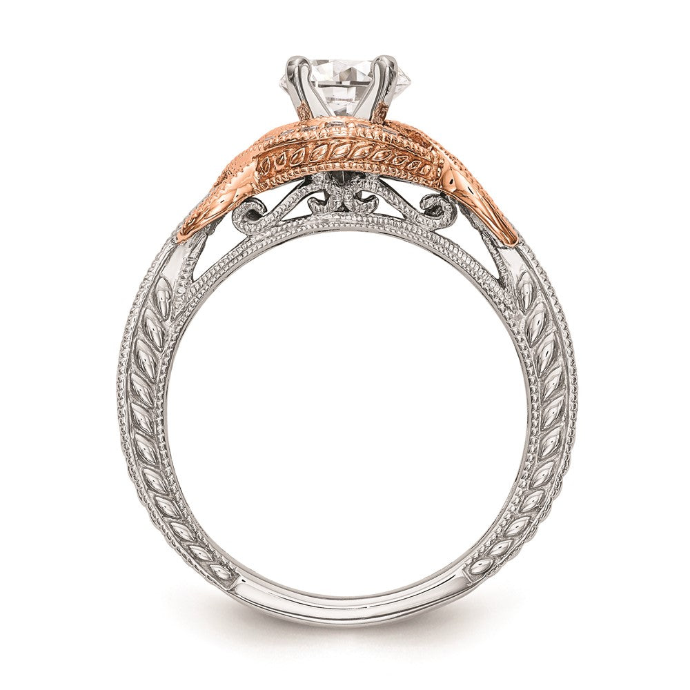 0.25ct. CZ Solid Real 14k TT Peg Set Criss-Cross Engagement Ring