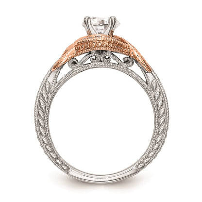 0.25ct. CZ Solid Real 14k TT Peg Set Criss-Cross Engagement Ring