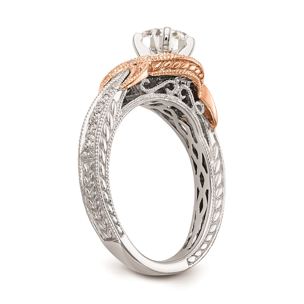 0.25ct. CZ Solid Real 14k TT Peg Set Criss-Cross Engagement Ring