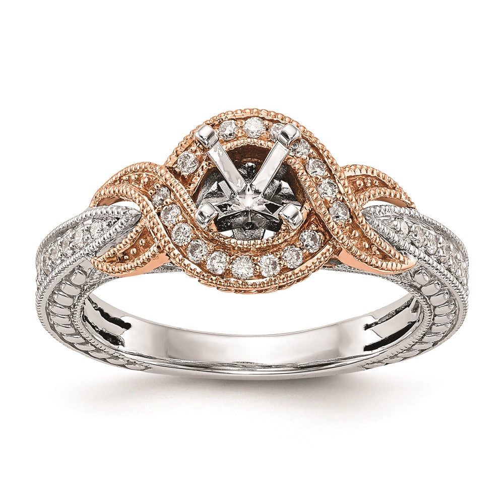 0.25ct. CZ Solid Real 14k TT Peg Set Criss-Cross Engagement Ring