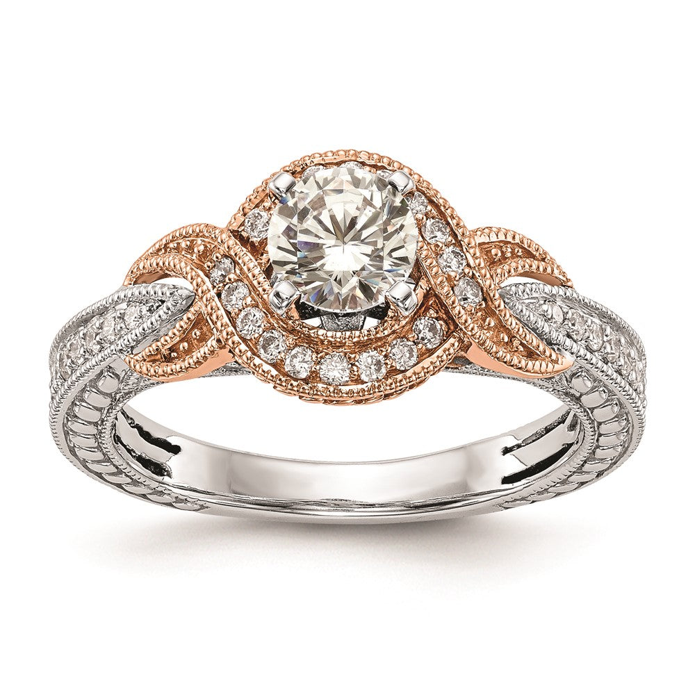 0.25ct. CZ Solid Real 14k TT Peg Set Criss-Cross Engagement Ring