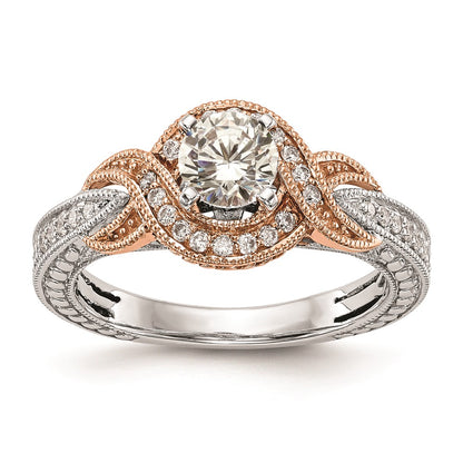 0.25ct. CZ Solid Real 14k TT Peg Set Criss-Cross Engagement Ring