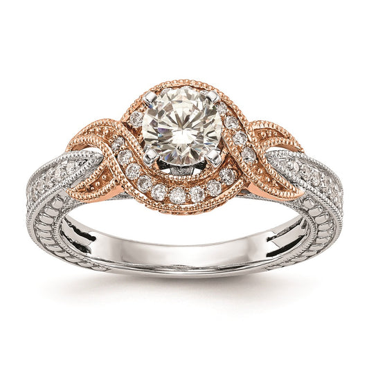 0.25ct. CZ Solid Real 14k TT Peg Set Criss-Cross Engagement Ring