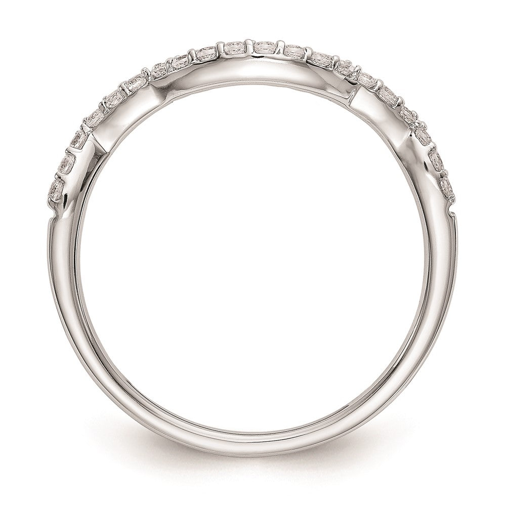 0.16ct. CZ Solid Real 14K White Gold Contoured Wedding Wedding Band Ring