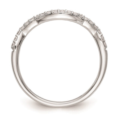 0.16ct. CZ Solid Real 14K White Gold Contoured Wedding Wedding Band Ring