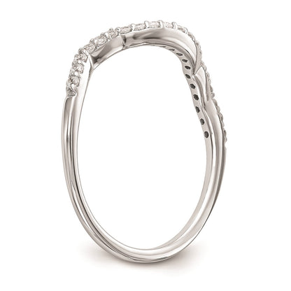 0.16ct. CZ Solid Real 14K White Gold Contoured Wedding Wedding Band Ring