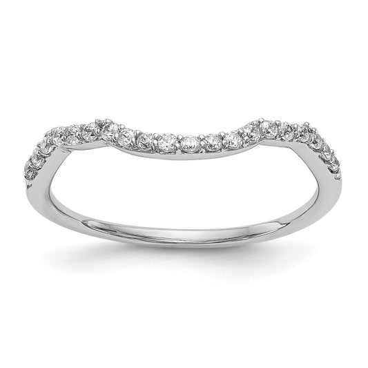 0.16ct. CZ Solid Real 14K White Gold Contoured Wedding Wedding Band Ring