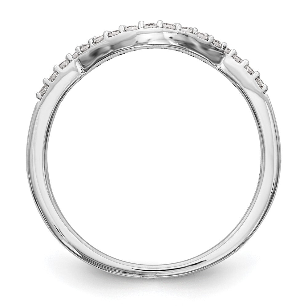0.15ct. CZ Solid Real 14K White Gold Contoured Wedding Wedding Band Ring