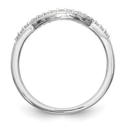 0.15ct. CZ Solid Real 14K White Gold Contoured Wedding Wedding Band Ring