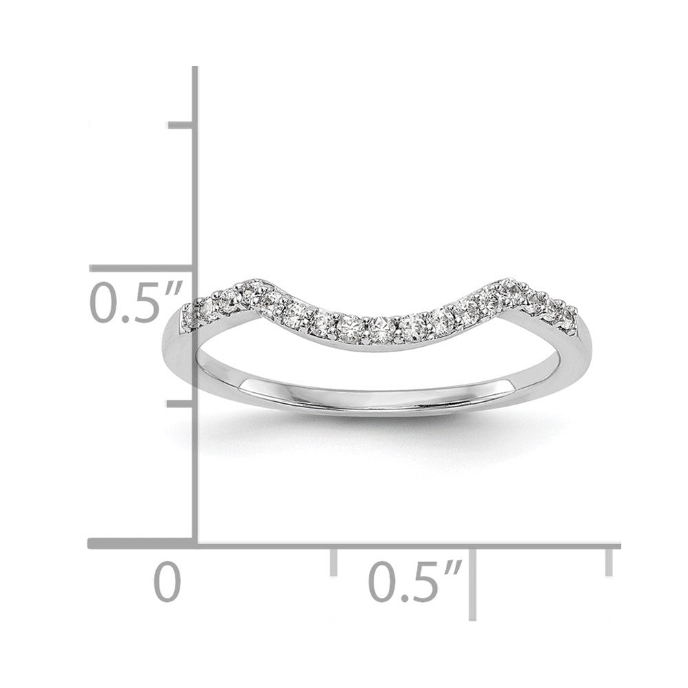0.15ct. CZ Solid Real 14K White Gold Contoured Wedding Wedding Band Ring