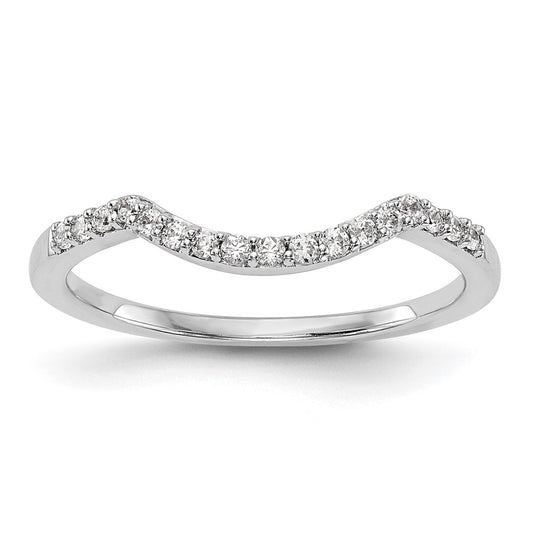 0.15ct. CZ Solid Real 14K White Gold Contoured Wedding Wedding Band Ring