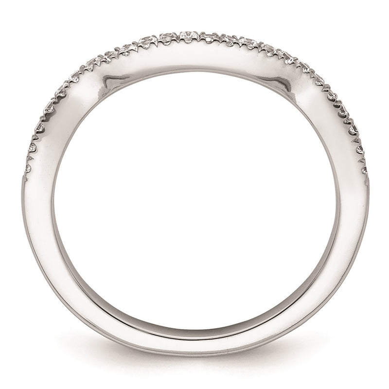 14K White Gold Real Diamond Contoured Wedding Band