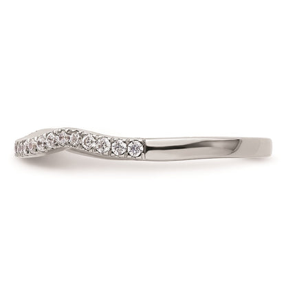 0.17ct. CZ Solid Real 14K White Gold Contoured Wedding Wedding Band Ring