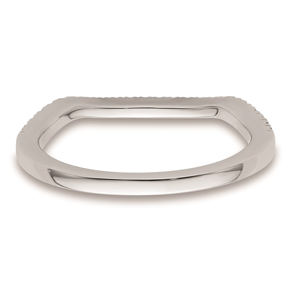 0.17ct. CZ Solid Real 14K White Gold Contoured Wedding Wedding Band Ring