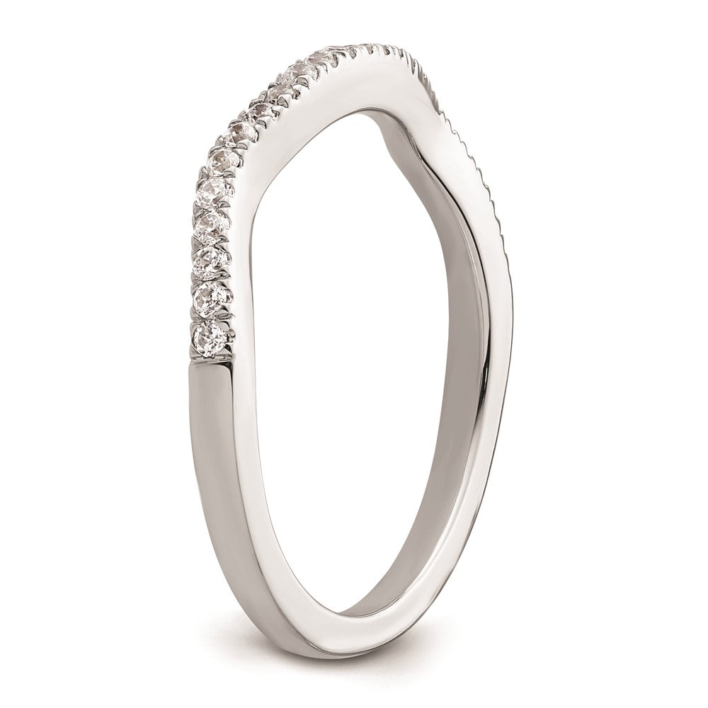 0.17ct. CZ Solid Real 14K White Gold Contoured Wedding Wedding Band Ring