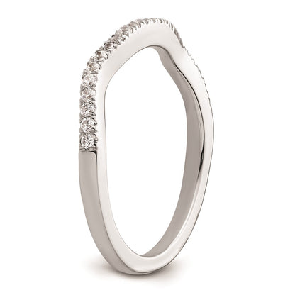0.17ct. CZ Solid Real 14K White Gold Contoured Wedding Wedding Band Ring